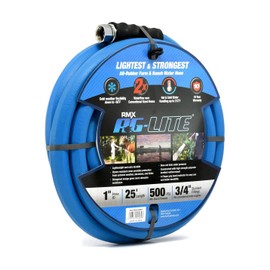 AG-LITE BSALONE25 1" x 25' Hot/Cold Water Rubber Garden Hose, 100% Rubber, Ultra-Light, Super Strong, 500 PSI, 50F to 190F Degrees, High Strength Polyester Braided, 2x Water Flow