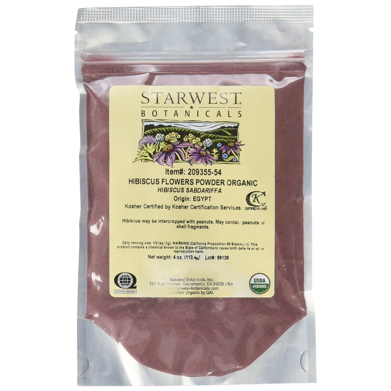 Starwest Botanicals Organic Hibiscus Flower Powder, 4 Ounces