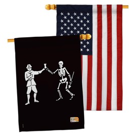 Bartholomew Roberts House Flags Pack Coastal Pirate Ship Skull Treasure Map Carribean Jolly Blackbeard Jack USA Embroidery Small Decorative Gift Yard Banner Made In 28 X 40