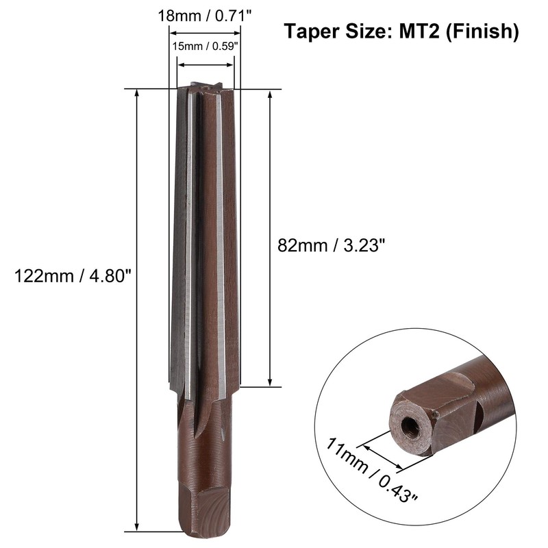 uxcell MT2 Morse Taper Reamer H8 Accuracy Alloy Tool Steel