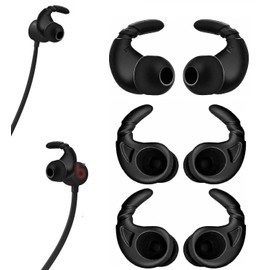 BLLQ Sports Anti-Slip Anti-Drop Replacement Ear Tips Wing Tips for in Ear Earphones 3.8mm to 5.5mm Nozzle,Compatible with Beats Flex, 3 Pairs,Black