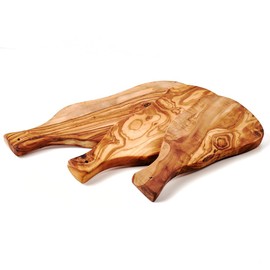 DAS OLIVENHOLZBRETT® Chopping Board with Handle in Natural Cut Olive Wood Approx. 30 cm