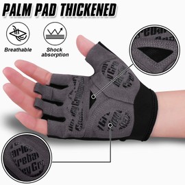 Grebarley Cycling Gloves, Non-Slip and Shock-Absorbing Mountain Bike Gloves, Suitable for Men and Women, Black, L