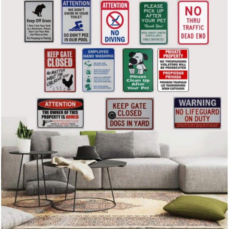 Metal Tin Sign Water Pipes Buried Below Warning Signs Caution