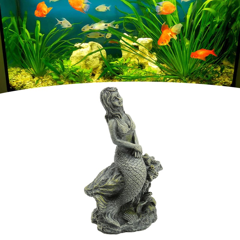 Aquarium Mermaid Statue Safe Resin Beautiful Fish Tank Mermaid Decor