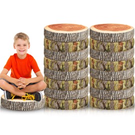 Juexica 16 Pcs Decorative Soft Round Throw Pillow Circle Seating Tree Stump Pillow 3D Digital Print Stump Cushion Flexible Seating Floor Cushion Natural Wood Forest Decor for Classroom Home Couch