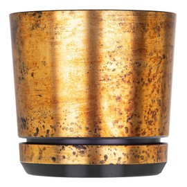 KORAD Rust effect plastic round indoor flowerpot with saucer and drainage holes small (height: 18 cm- 7 inches) 4.76 inches -