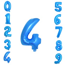 WedDecor 40 Inch Foil Balloons Number 4, Self-Sealing Foil Balloons, Self-Inflating Number Balloons for Birthday Parties, New Year Decorations, Anniversaries, Party Supplies, Blue