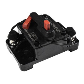 HQRP High-Current Circuit Breaker, Amp Breaker with Fuse Manual Reset Switch Waterproof for Car Motor Boat Marine RV Yacht Battery Trailer Bus Truck Solar System, 12-48VDC, 150A