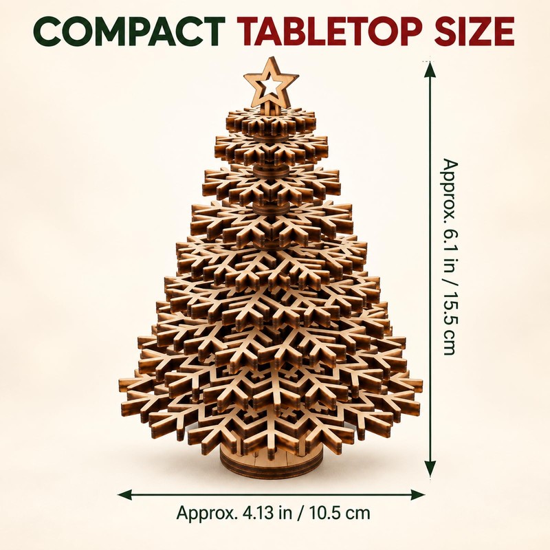 Christmas Tree, Wooden 3D Snowflake Tabletop DIY Paintable Holiday Decor