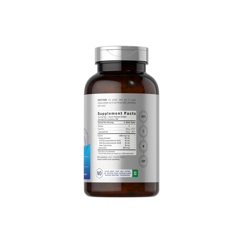 Horbäach Antarctic Krill Oil 1000mg 300 Cápsulas - Cardioprotección -