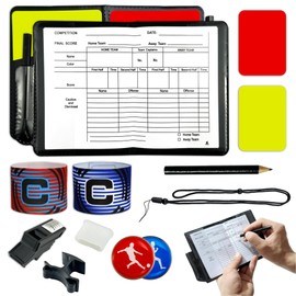 KAOTPO Referee Set, The Referee Set with Football Cards, Referee Whistle, Red and Yellow Cards and Captain's Armband for Football Games and Sports.