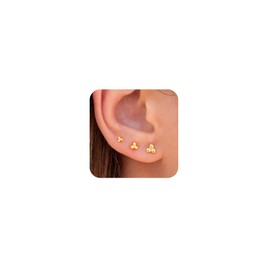 Halora Gold Stud Earrings for Women: 3 Pairs, 7 Styles, Classic & Timeless Design