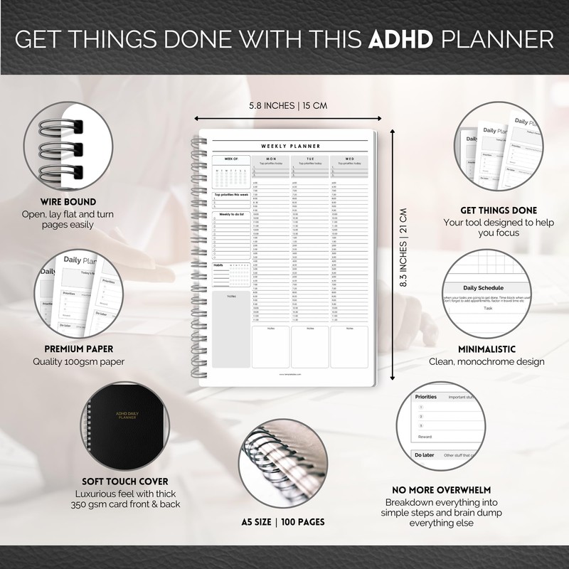 ADHD Daily Planner for Neurodivergent Adults - Productivity Daily Planner