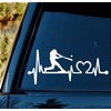 K1075 Baseball Guy Batter Batting Heartbeat Lifeline Decal Sticker (White)