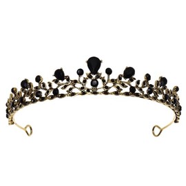 Crystal Wedding Princess Headband Pageant Crown, Bridal Hair Jewelry for Women and Girls Birthday Party Wedding (black)