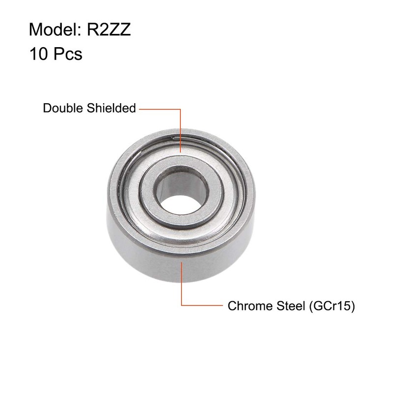 sourcing map Pack of 10 R2ZZ Ball Bearings Deep Groove