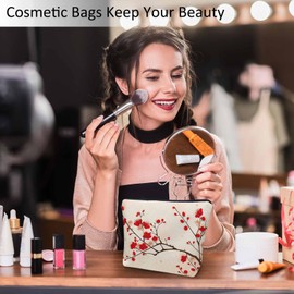 Kalygon Makeup Bag Cherry Blossom Makeup Bags For Purse Pouch, Spring Japanese Cherry Tree Travel Toiletry Bag Cosmetic Bag Makeup Bags Flax Makeup Organizer Bag Pencil Pouch For Man Woman, Pink
