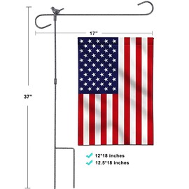 Garden Flag Pole Holder Stand with Bird, Bird Flag Pole Stand for Small Garden Flag 12 x 18, Backyard Flag Stand Heavy Duty Wrought Iron Durable Powder Coating No Flag Black