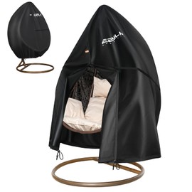 Ezilif Hanging Chair Cover, 420D Oxford Fabric Protective Cover for Hanging Chair with Waterproof Zip and Drawstring, Windproof Cover Suitable for Hanging Chairs and Floating Chair (190 x 115 cm)