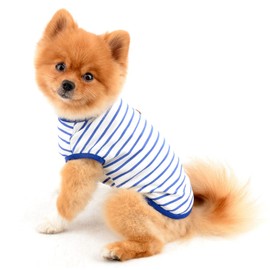 PAIDEFUL British Striped Dog Shirts for Small Medium Dogs Cats Boy Soft Cotton Vest Tee Sleeveless Breathable Tank Tops Puppy Chihuahua Yorkie Clothes t Shirts Pet Summer Wearing Outdoor Blue XXL