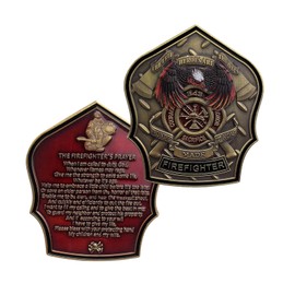 Firefighter Prayer Commemorative Challenge Coin – Firemen Souvenir Gift, Thank You for Your Service, God Bless, Thin Red Line Fire Rescue Department Collectible Coin for Firefighters