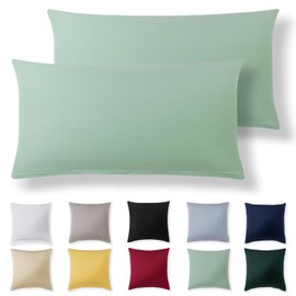 Alreya Cushion Cover 40 x 70 cm (Set of 2) - Summer Green - 100% Jersey Cotton - Cushion Cover for Cushions 40 x 70 cm, Jersey Pillowcases, Super Soft Cushion Covers 40 x 70 cm with Zip