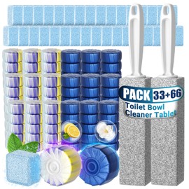Nunemosk 101 Pack Toilet Bowl Cleaner Set: 66PCS Mix Toilet Bowl Cleaner Tablets with 33PCS Toilet Tank Cleaners Tablets with Foaming& 2 Pumice Cleaning Stone, Multipurpose Bathroom Cleaners