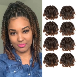 Darling Spring Twist 8X Crochet Hair Extensions (4 Packs, 2 per pack), Bomb Twist, Natural and Soft Texture, Afro curly 2X per Pack, 24 Inch, #1/30