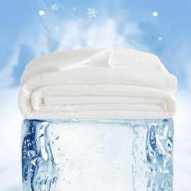 NTBAY Cooling Comforter Queen - Japanese Double-Sided Cold Tech Fabric Cooling Blanket for Hot Sleepers, Q-Max 0.45, All-Season Lightweight Blanket to Quickly Cool Down, 90x90 Inches, White