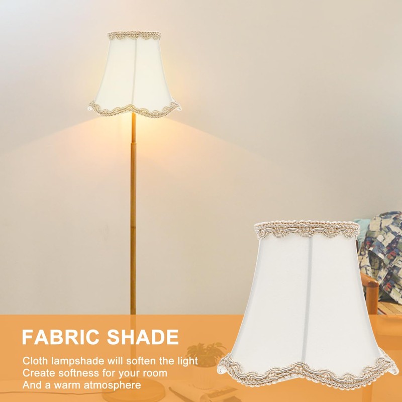Baluue White Lamp Shades Small Bell Scalloped Clip on Bulb