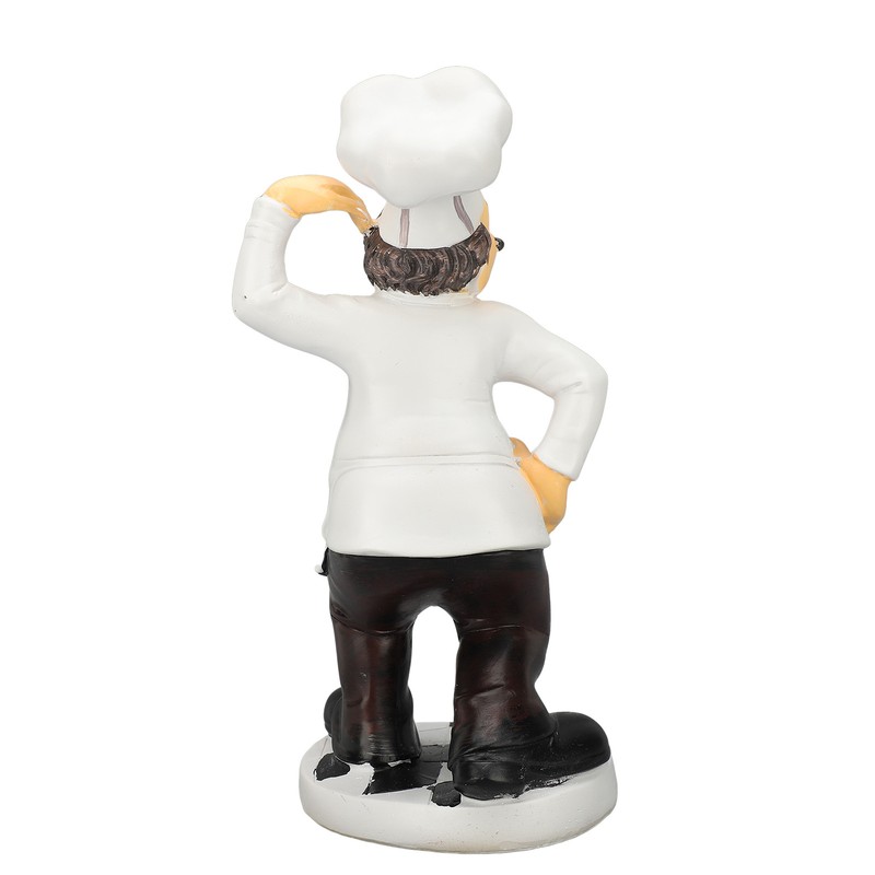 French Chef Figurine 30x14x11cm Resin Funny Chef Sculpture Kitchen Restaurant