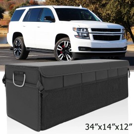 KEEPDSGN Large Car Trunk Organizer SUV Cargo Fold Up Bag Box PU Leather For Chevy Tahoe