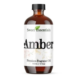 Amber, 4oz Premium Fragrance Oil, Aromatherapy, Diffuser, Crafts, Soap, Home Scents, Bath & Body, DIY Parfum and Much More. Versatile & Long-Lasting by Sweet Essentials