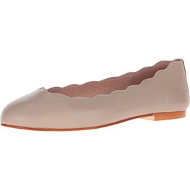 French Sole Jigsaw - Flats for Women - Leather Lining - Rubber Outsole - Scalloped Topline - Rounded Toe Taupe Nappa 8 M