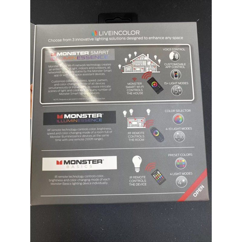 FT Monster Smart Illuminessence 6.5 Ft Multicolor LED Light New