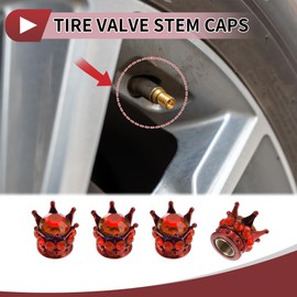 HEROFFIX 4 Pcs Decorative Tire Valve Stem Caps 15mm Tyre Valve Dust Covers for Most Cars Truck Red ABS Copper