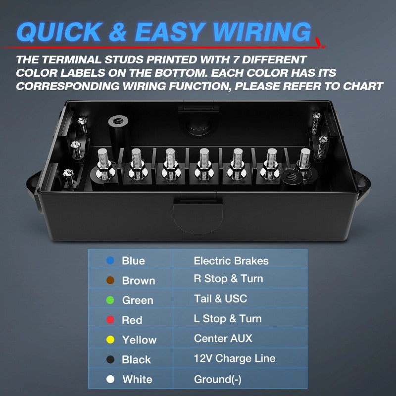 MICTUNING 12v 7 Way RV Wiring Trailer Junction Box 7