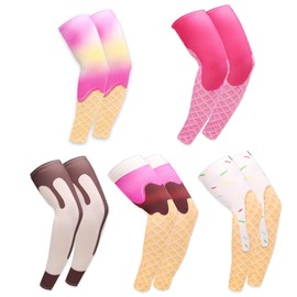 Lyreh 5 Pairs Ice Cream Arm Sleeves, Polyester Ice Cream Sleeve Sun UV Protection Breathable Cooling Compression Sport Arm Cover Gear for Women Men Outdoor Sports (Size S)