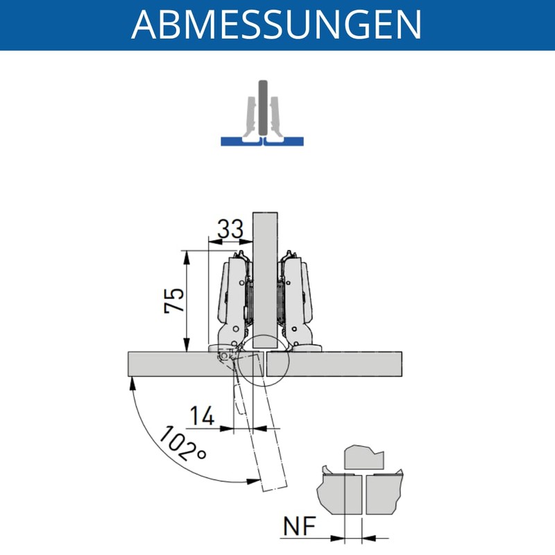 GTV ZM-HCSL08-3D Hardware_Hinge, Silver