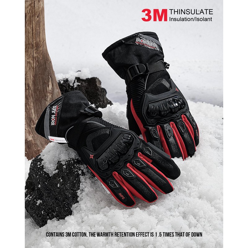 IRON JIA'S Motorcycle Gloves Winter Cold Weather Warm Touchscreen Waterproof