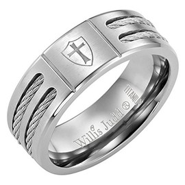 Willis Judd Men's Titanium Ring (Christian Cross Knights Templar Shield)
