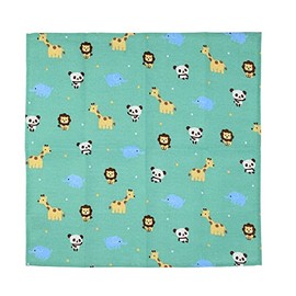 GE0923 8B Lunch Cloth Lunch Cloth Lunch Napkin Cute Character Panda Back with Name Tag 17.7 x 17.7 inches (45 x 45 cm), Green Panda and Animal