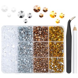 qiipii Transparent Copper Silver Golden Jelly Resin Rhinestones for Crafting 3mm 4mm 5mm Flatback Stones Bulk No-Hotfix Resin Gems Diamonds Crystals for Nails Eyes Face Makeup Body DIY Crafts Tumblers