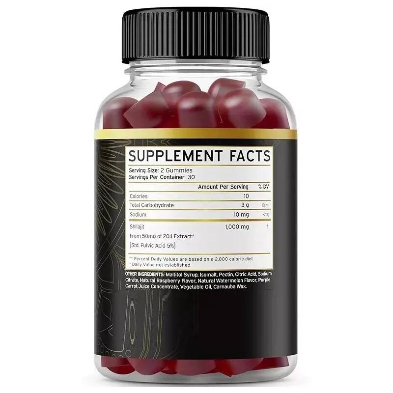 Dorado Pure Shilajit 1000mg 60 Gummies Asphaltum Naturally Occurring Fulvic
