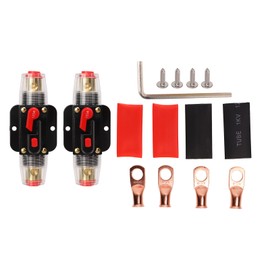 12‑24V Inline Circuit Breaker with Manual Reset Fuse Holder Battery Lugs Heat Shrink Tubes for Car Boat Audio System 125A