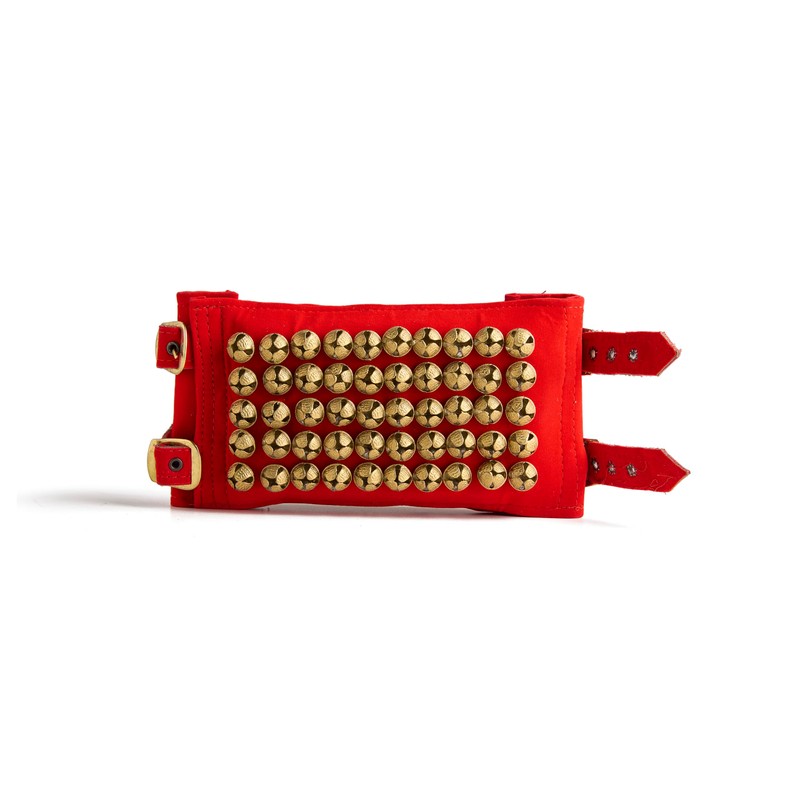 Esplanade Ghungroo Pad for Kathak, Brass 5-Line Ankle Bells, Velvet