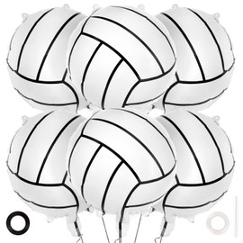 Volleyball Foil Balloons, 6 Pcs Volleyball Sports Balloons, Small Volleyball Helium Mylar Balloons for Volleyball Sports Themed Birthday Party Decorations Supplies