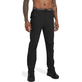 Men's Hiking Cargo Work Pants Lightweight Waterproof Quick Dry Camping Fishing Travel Outdoor Pants Black S