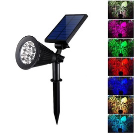 Ground Light Colorful ABS with Double Rotatable Joint Solar Spotlight for Outdoor Courtyard Garden 7LED White Light